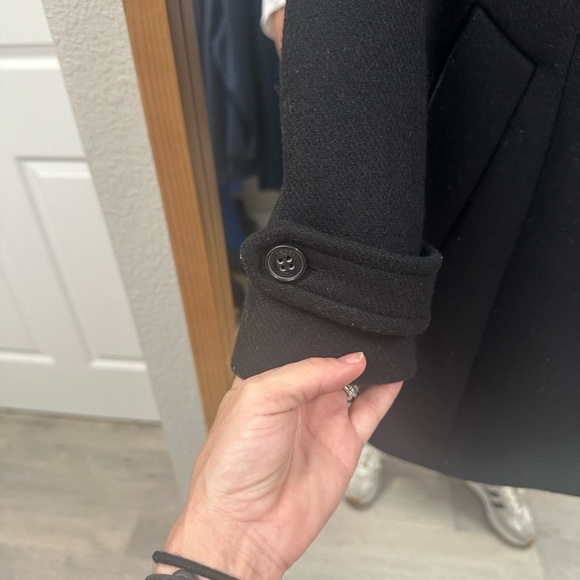 Cole Haan Black Pea Coat Wool Blend - Picture 5 of 8